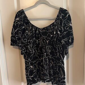 Maurices Black and White Floral Blouse